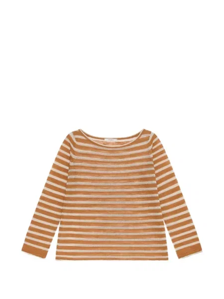 Tricou Maliparmi cu dungi cu decolteu barcă maro