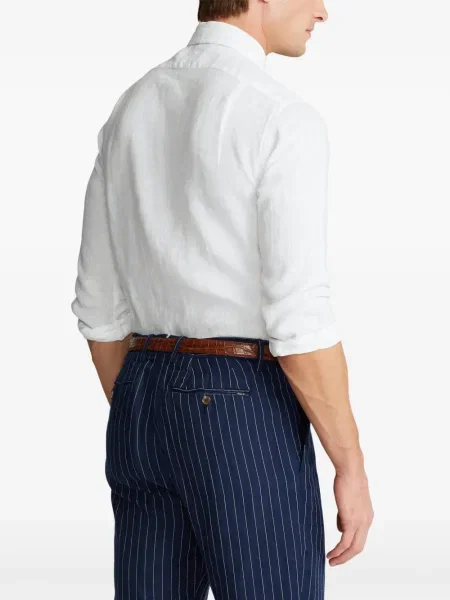 Πλεκτή μακρύς φόρεμα σε στυλ πουκάμισου Polo Ralph Lauren με halter λαιμόκοψη λευκό