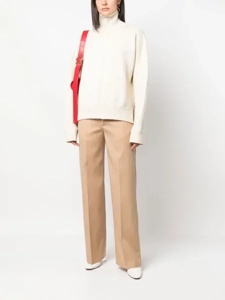 Vilnonės kelnės Jil Sander ruda