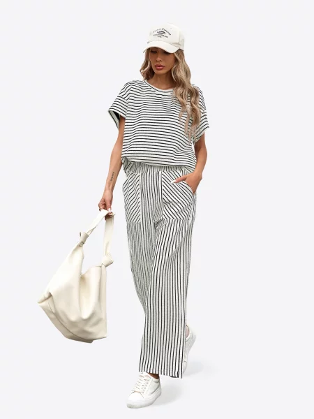 Imily Bela Costum cu pantaloni negru alb