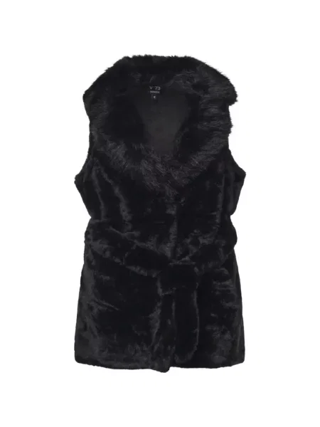 Cu centură vestă V°73 cu blană negru