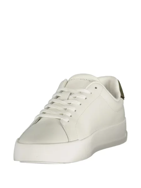 Δερμάτινα sneakers Tommy Hilfiger με κορδόνια λευκό