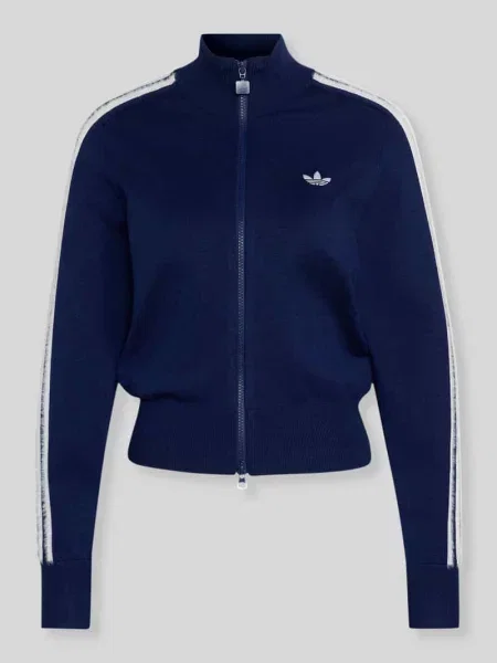 Kardigan rozpinany o kroju slim fit z mieszanki z wyhaftowanym logo Adidas Originals granatowy