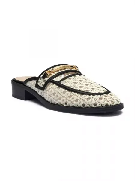 TWINSET Mules încălțăminte SABOT cu adaos de piele alb
