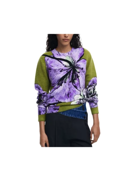 Desigual sweter ORQUIDEA LACROIX lekki fioletowy