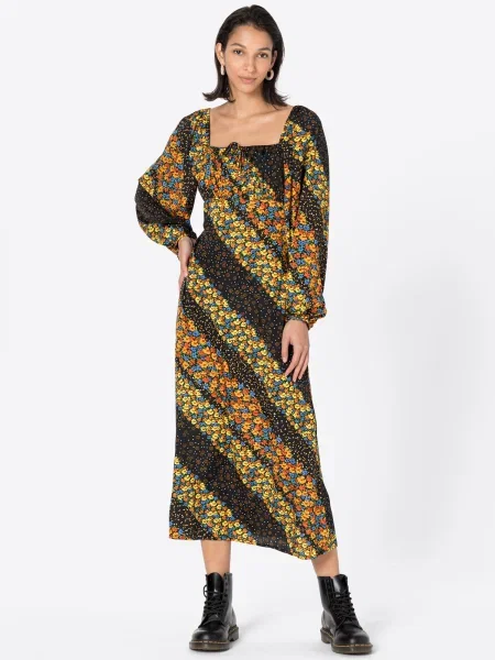 Nasty Gal Rochie albastru / galben / portocaliu negru