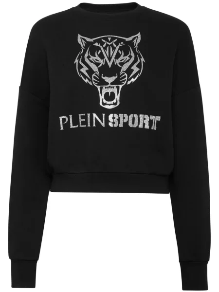 Bluza Plein Sport z nadrukiem w tygrysie prążki o krotszym kroju czarna