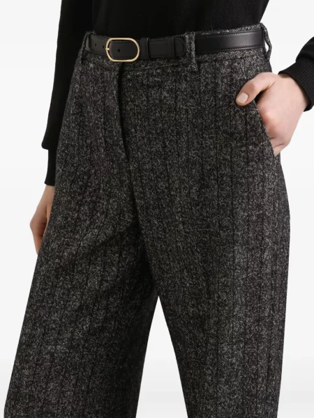 Pantaloni Dolce & Gabbana cu dungi din tweed negru