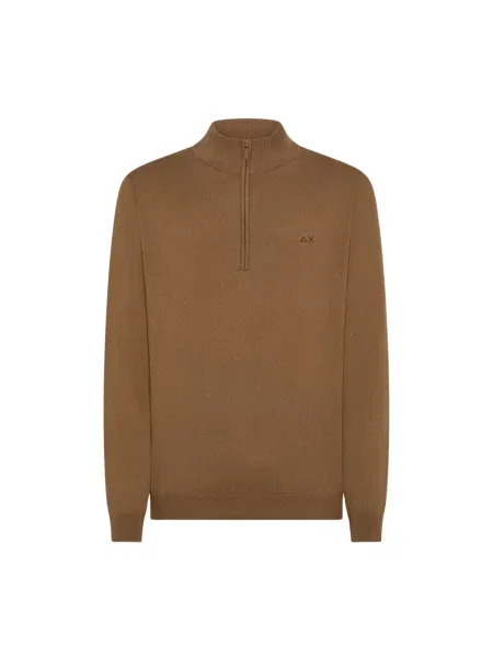 Sweter Sun68 z zamkiem błyskawicznym do połowy zielony