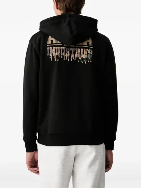 Hanorac cu glugă Alpha Industries cu imagine cu cordon negru