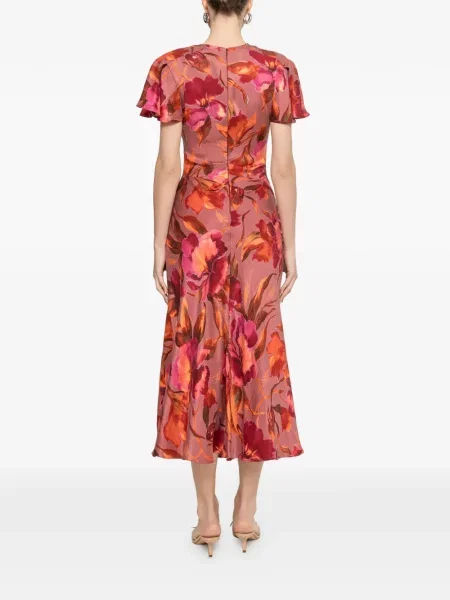 Rochie midi Nissa cu model floral cu imagine roz