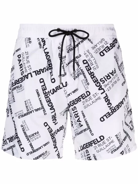 Slip de baie Karl Lagerfeld cu imagine alb
