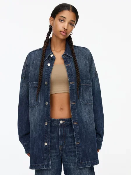 Pull&Bear Bluză închis albastru