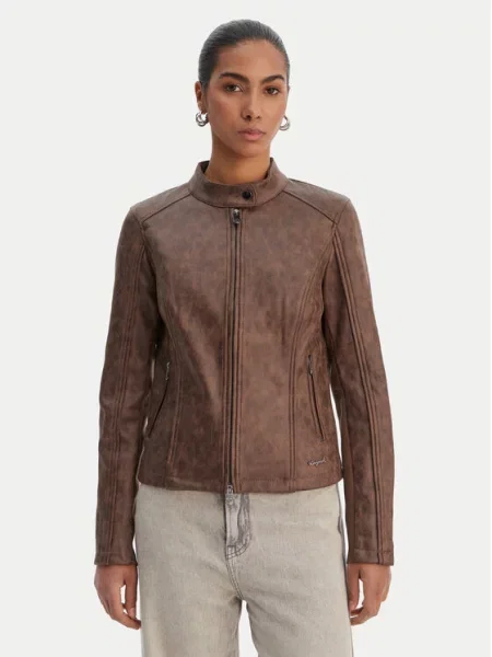 Usnjene prehodna jakna Desigual črna