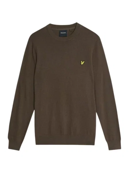 Merino gyapjú kerek nyakú szvetter Lyle & Scott barna