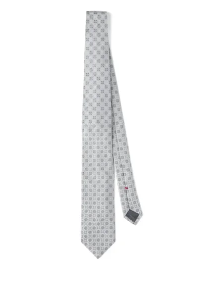 Cravată Brunello Cucinelli de mătase cu imprimeu geometric gri