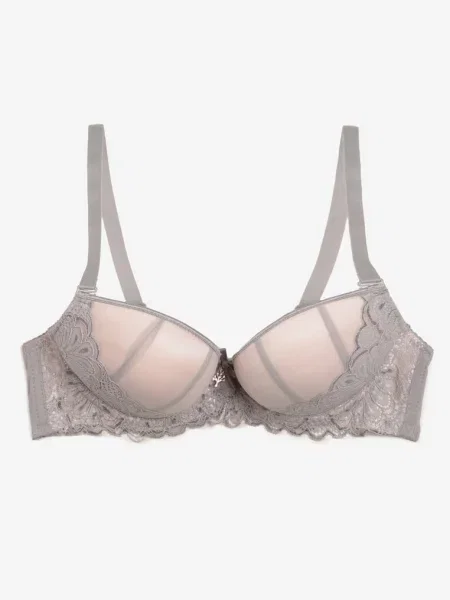 Sutien Push Up Bliffa Gri-Roz cu Dantelă gri