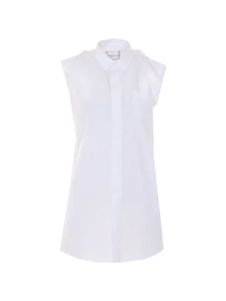 Rochie Sacai fără mâneci din tul alb