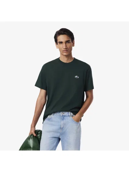 Lacoste T-Shirt Z Grubej Dzianiny Jersey Landscape Crocodile zielony