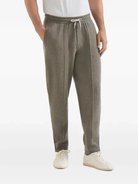 Pantaloni Brunello Cucinelli din cașmir verde