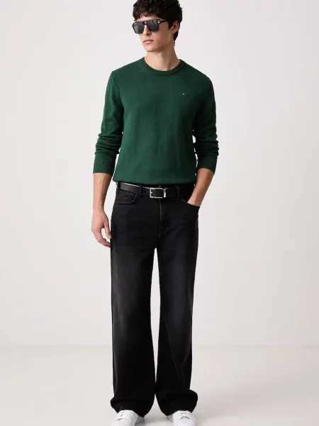 Tommy Jeans Pulover ESS pin verde