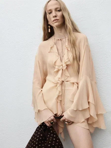 Блуза MANGO бежевий