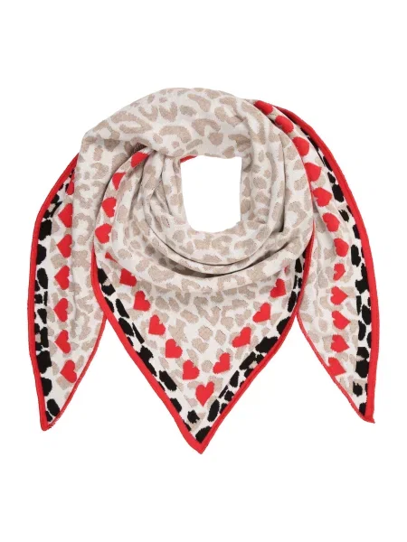 Zwillingsherz Fular maro cămilă / ecru / roșu negru