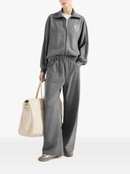 Pantaloni Brunello Cucinelli din material terry gri