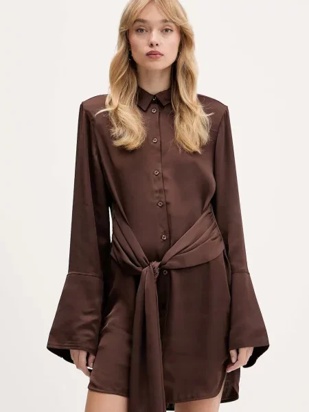 Rotate rochie mini drept maro