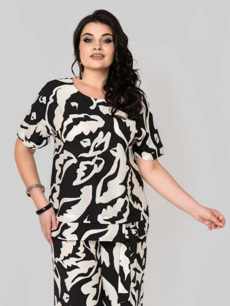 Повсякденний костюм All Posa Комплект туніка+штани чорний/бежевий чорні