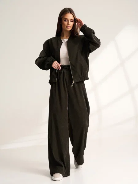 Класичні штани ISSA Plus вельвет хакі