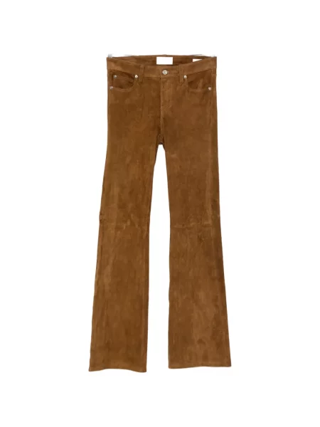 Pantaloni Frame din piele de căprioară evazate maro