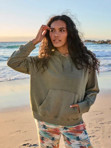 Kaya organiczna bluza z kapturem z nadrukiem Green