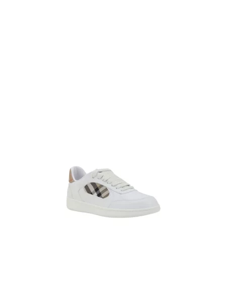Sneakersy Burberry skórzane w kratę białe