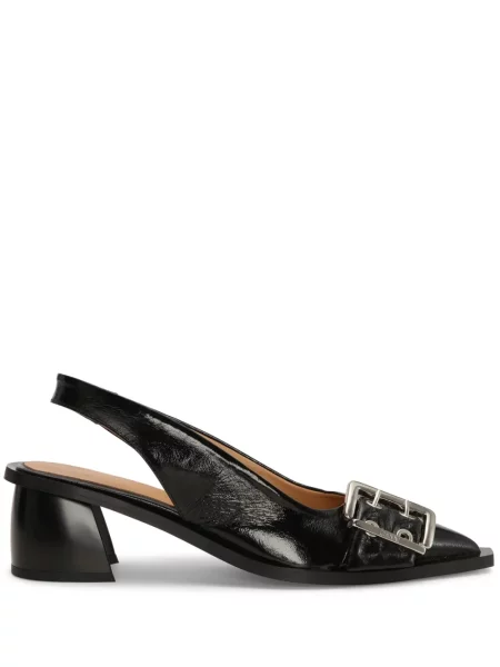 Pantofi cu toc Ganni slingback negru