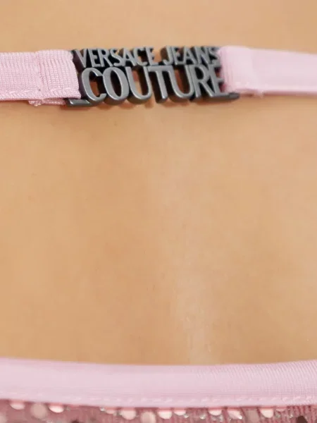 Костюм дънкова рокля Versace Jeans Couture с пайети розово