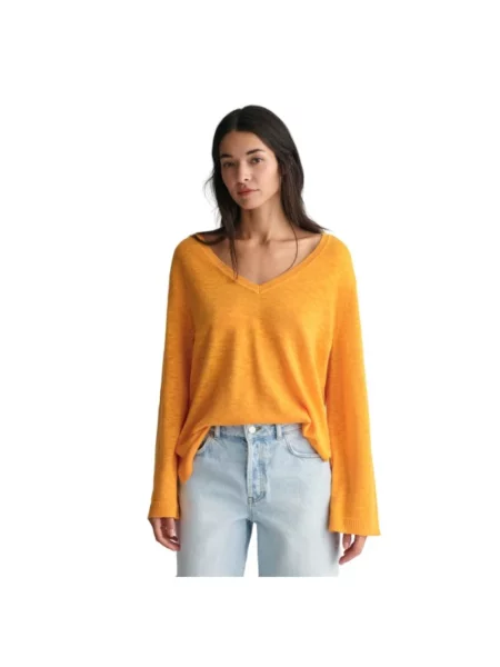 Dzianinowy sweter Gant żółty