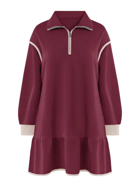 Imily Bela Rochie roșu burgundy alb