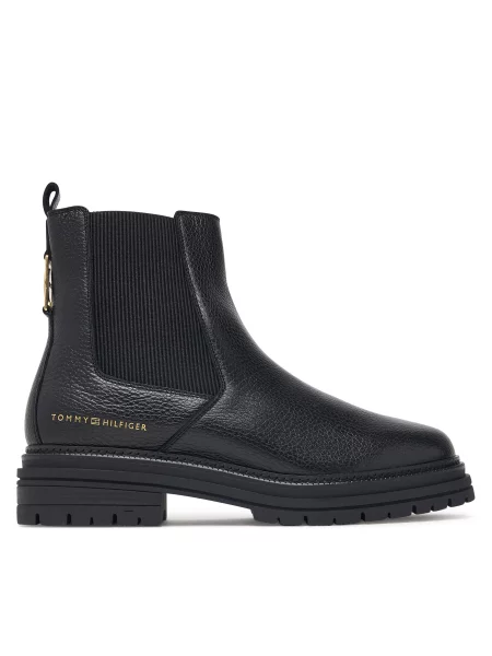 Ghete Jodhpur Tommy Hilfiger Th Emboss Grain Leather Chelsea negru