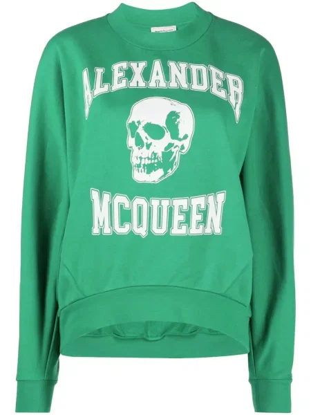 Bluza Alexander Mcqueen z nadrukiem ze stretchu zielona