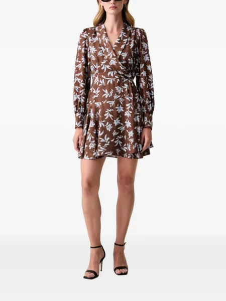 Rochie mini Fracomina cu model floral cu imagine plic maro