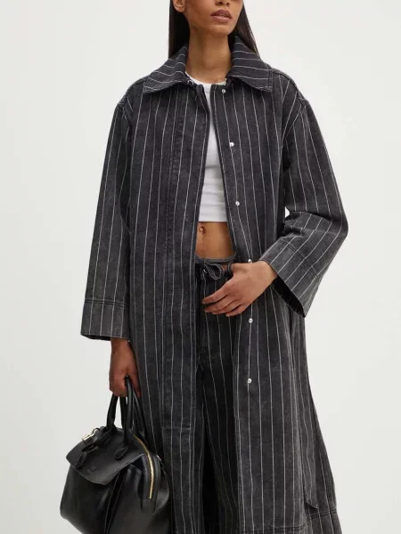 Day Birger et Mikkelsen palton jeans Hobbes Denim Stripes femei de tranzitie oversize negru