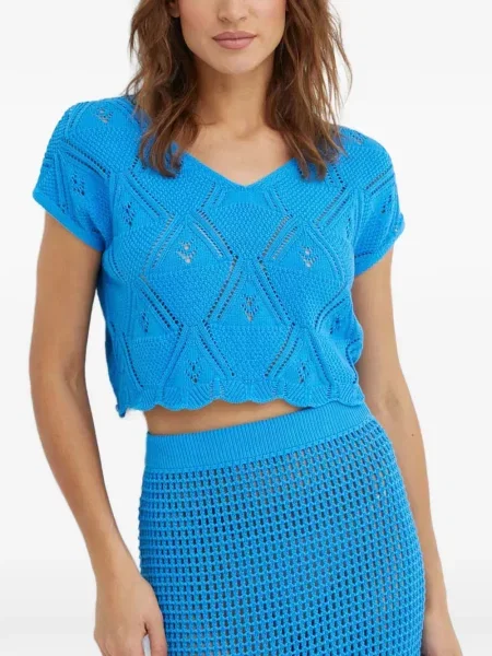 Top Benetton tricotate ajurat albastru