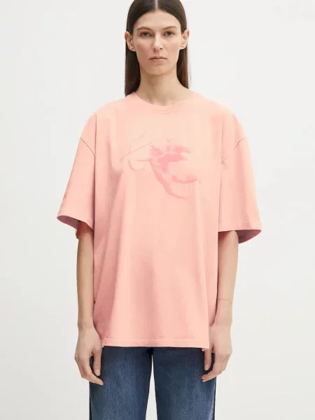 Тениска Fiorucci Print Boxy Fit розово