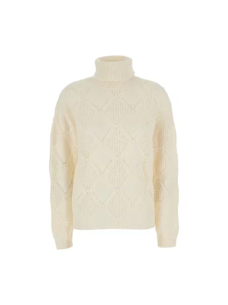 Sweter Semicouture z wysokim kołnierzem z długim rękawem biały