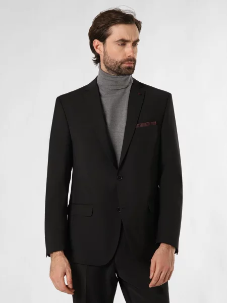 Finshley & Harding kurtka modułowa Brad Mężczyźni Regular Fit Wełna jednolity 28 czarny