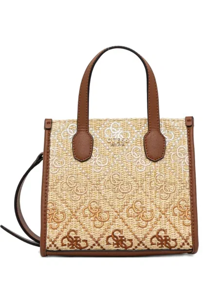 Shopper kabelka Guess s autogramem hnědá