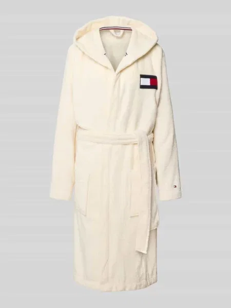Szlafrok z czystej bawełny Tommy Hilfiger beżowy