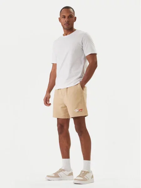 Tommy Jeans Αθλητικό σορτς Signature μπεζ