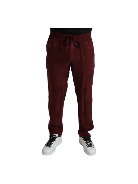 Jedwabne spodnie Dolce And Gabbana brązowe